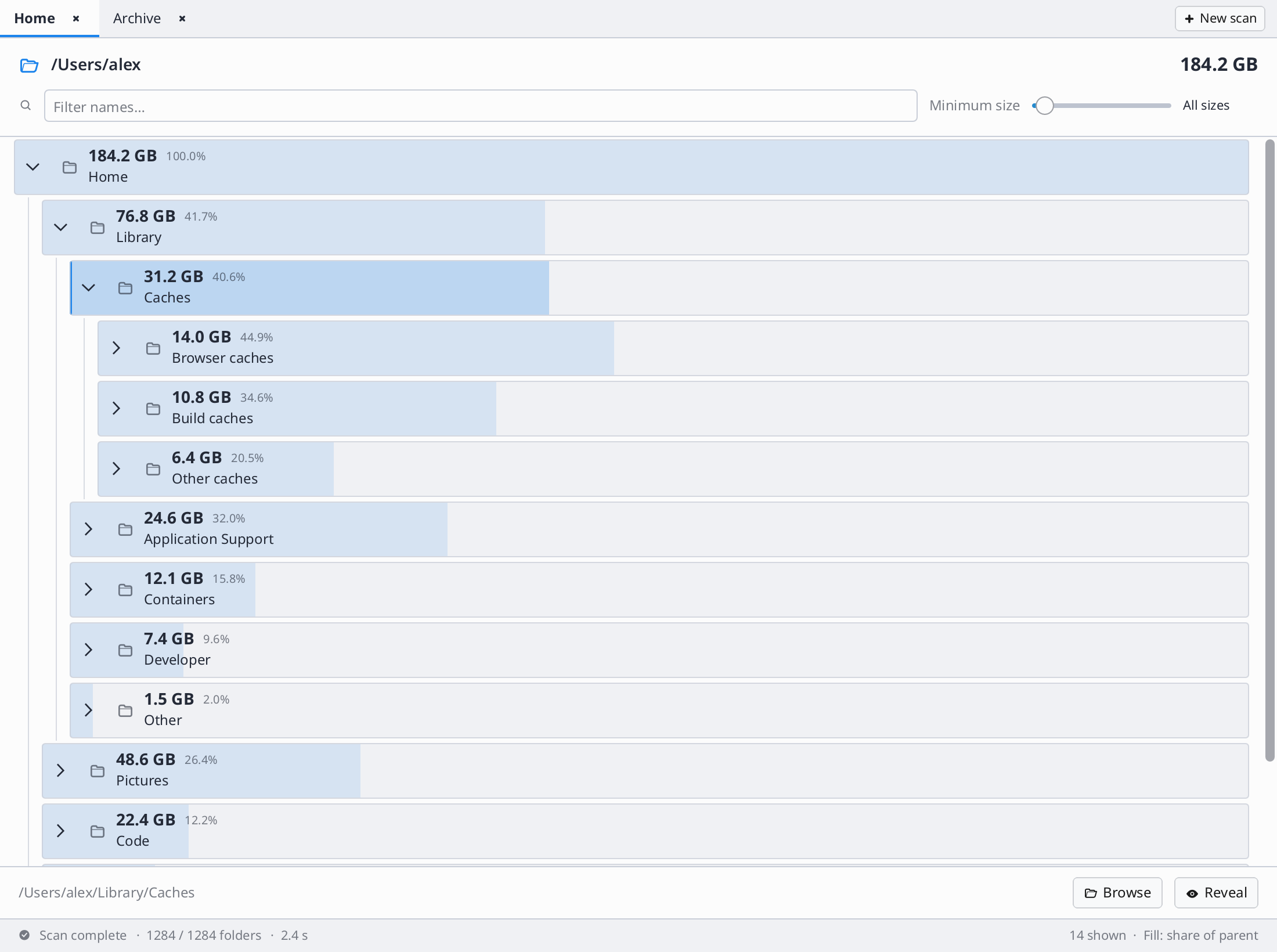 Dir Weight size tree and folder bars in light mode