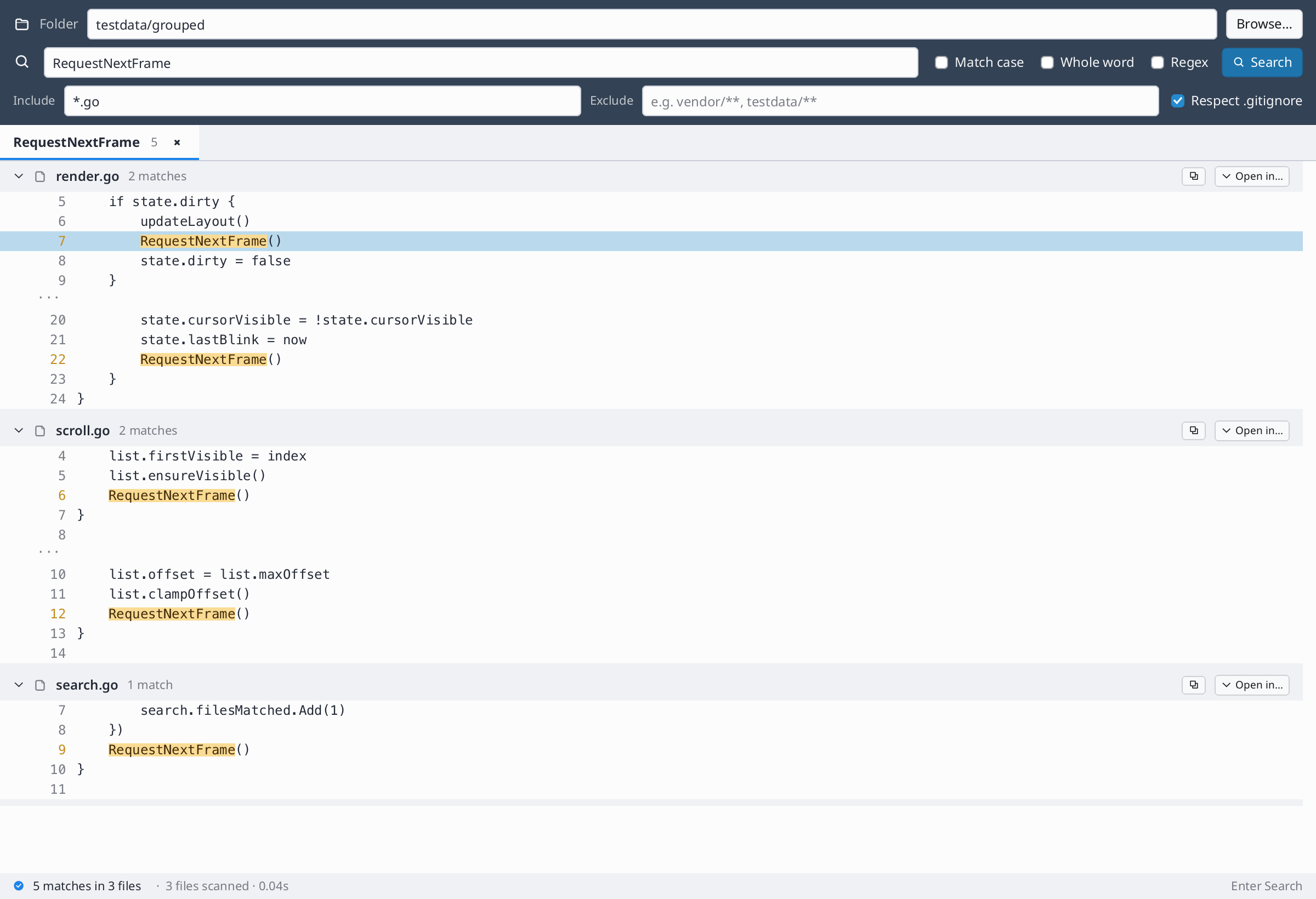 Haystack search results in light mode